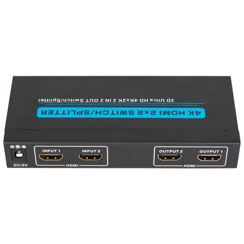 4K / 30Hz HDMI 2x2 -kytkin / jakaja tukee 3D Ultra HD 4Kx2K / 30Hz