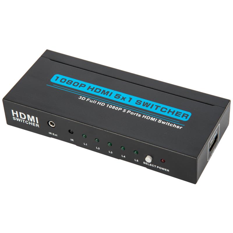 V1.3 HDMI 5x1 -kytkin tukee 3D Full HD 1080P: tä
