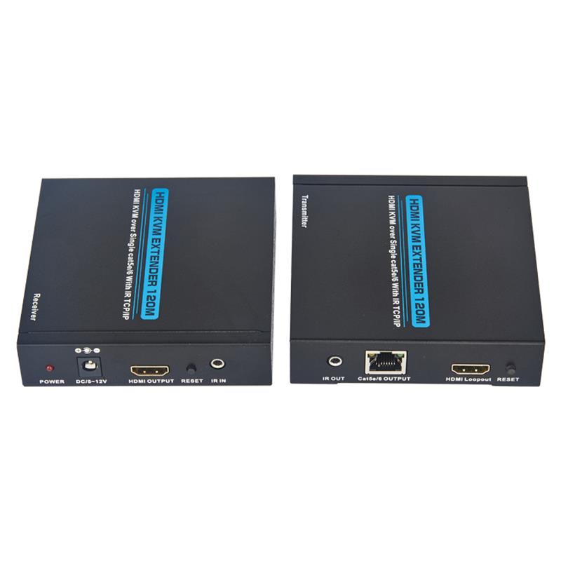 HDMI KVM -laajennus 100 m yli yhden cat5e / 6: n. Tukee Full HD 1080P TCP / IP: tä