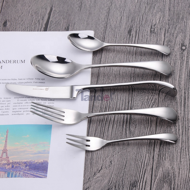 Curved Design Stainless Steel Kitchen Ravintola Party Tableware Cutlery 24PCS Set