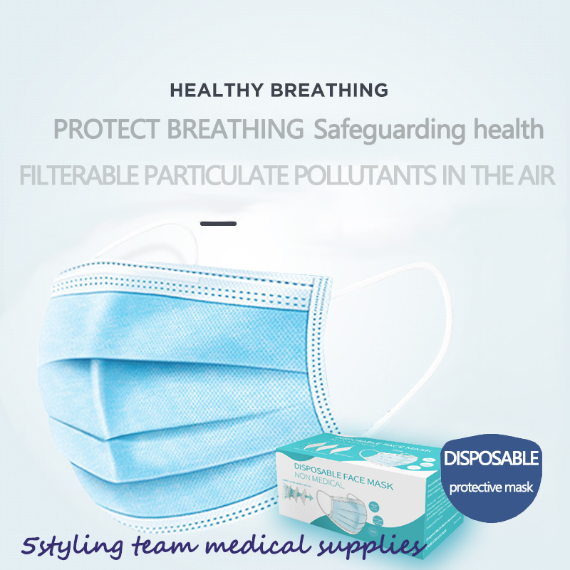 Siviilimaskin valmistaja spot -maski kolmikerroksinen kuitukangas sulatettu puhallettu kangas suojaava pölytiivis kertakäyttöinen naamio