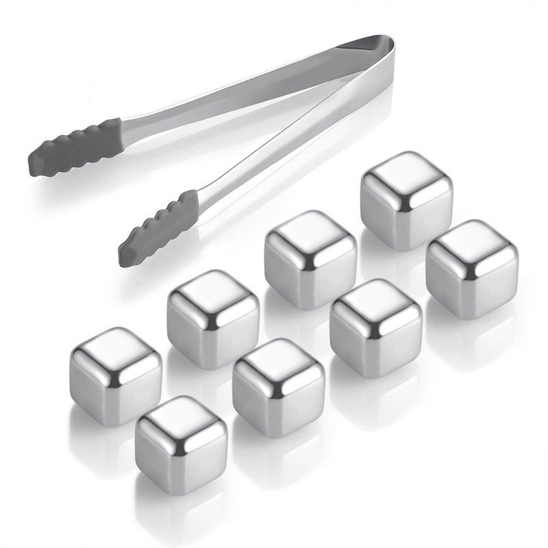 HOT myynti Square 27mm 8pcs set Stainless Steel Whisky Stones Ice cube