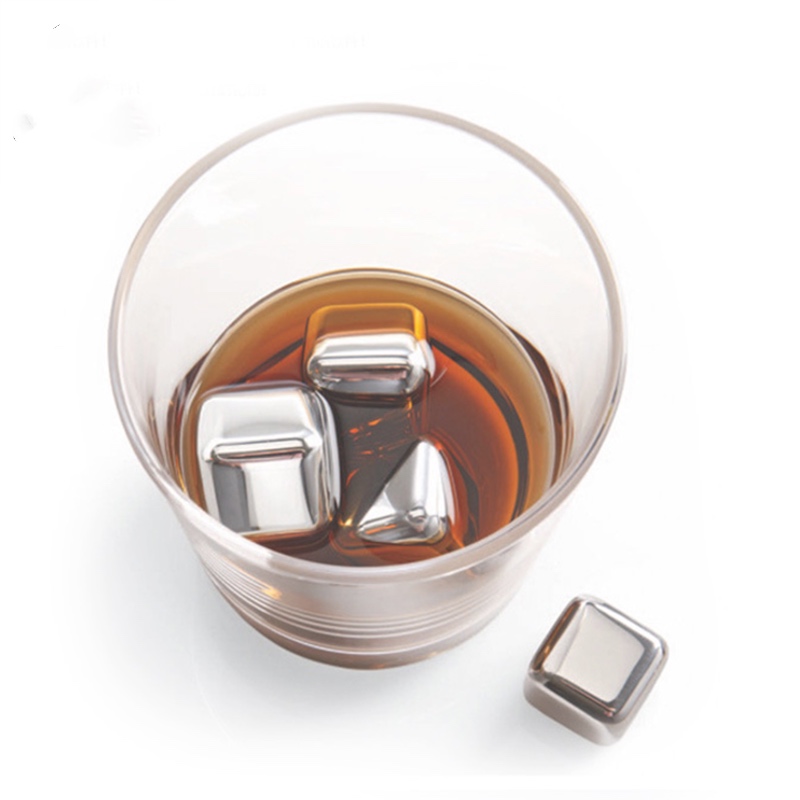 HOT myynti Square 27mm 8pcs set Stainless Steel Whisky Stones Ice cube