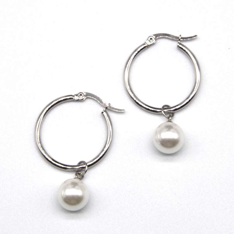 Ruostumaton Steel Pearl -korvakorut, muotikorut, muotikorut, Pearl Jewellery rfbear166