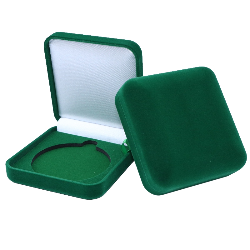 Tuote F-80 pyöreä muotoinen samettilaatikko kolikoille, merkille ja rannekorulle jne., Mm. 90 * 95 * 38, painot noin 86 g