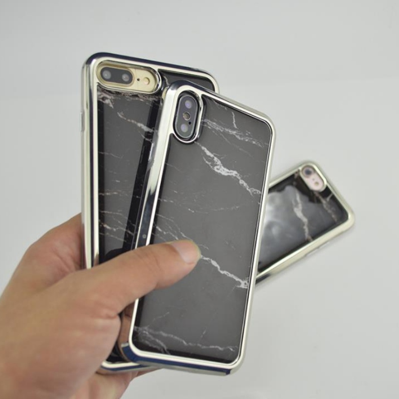 PC-elektropinnoitettu kaksi-in-one-iphone Plus Marble, drop-gel case iphone EX tehdas räätälöinti