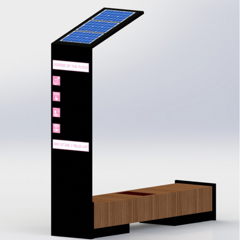 Ruostumattomasta teräksestä valmistettu älykäs Wifi-USB-lataus aurinko ulkoterassi LED-näytöllä