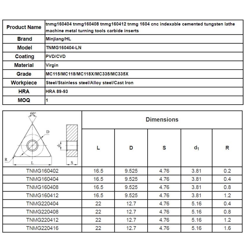 Kääntöterä: tnmg160404 tnmg160408 tnmg160412 tnmg 1604 cnc indeksoitavissa oleva sementoitu volframi sorvi kone metalli sorvaus työkalut kovametalliterät