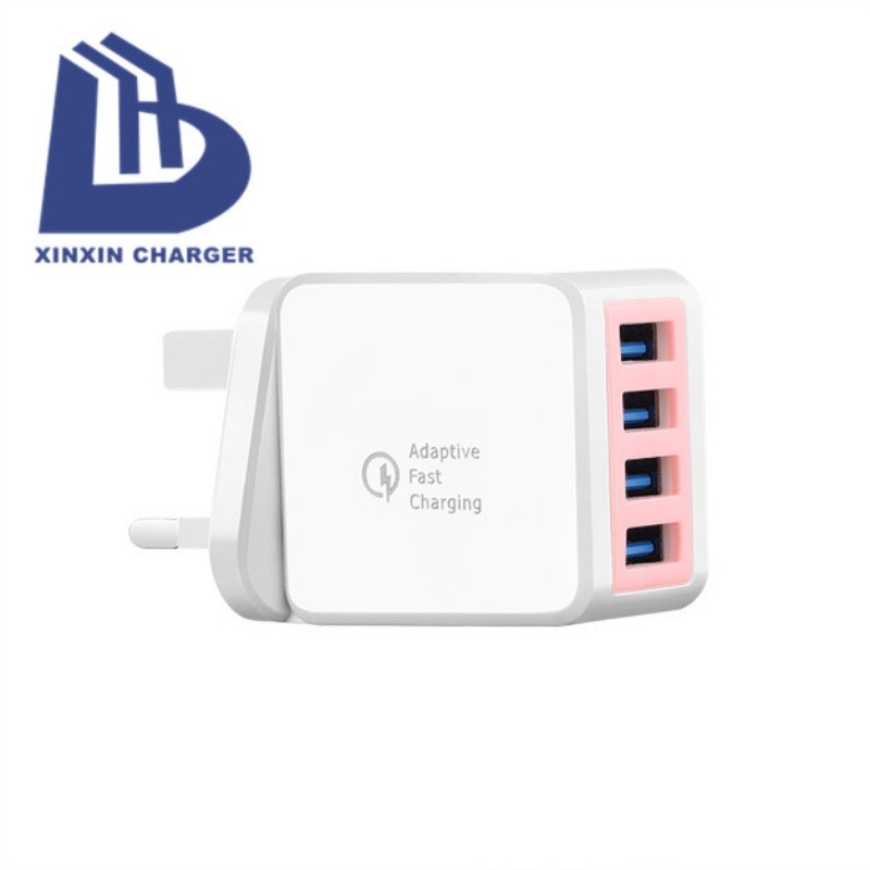 EU/US/UK Plug 2.1A 4 Port USB Wall Charger AC Travel Charger Adapter kannettava laturi 18W 3.0
