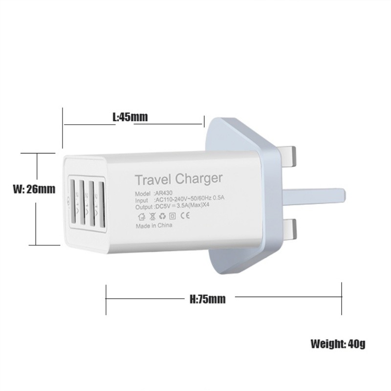 Plug fast 3.0 18W 4 2.1A Port USB Wall Charger AC Travel Charger Adapter kannettava laturi usb multilaturi