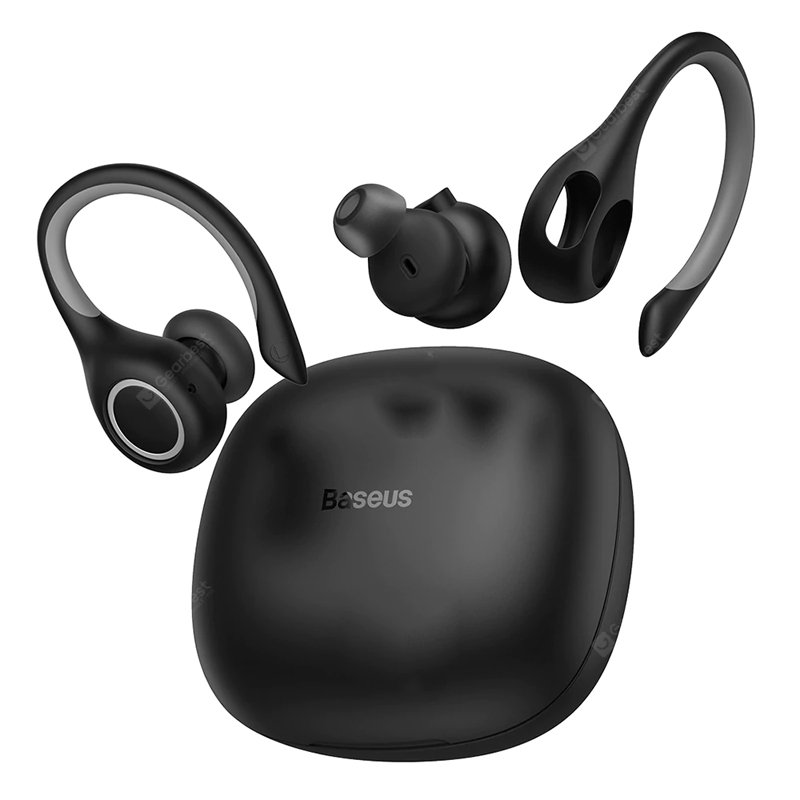Baseus Encok W17 Sport Bluetooth Earbuds Korvapuhelimet TWS Langaton Headfons Headsets Support Qi Wireless Charging Smart Touch IP55 vedenkestävä - musta