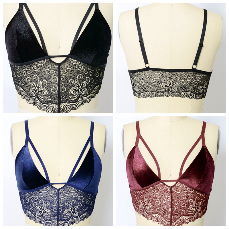 GA-5401 Grace Girl Velvet Longline Lace BRALETTE Tukkukauppa