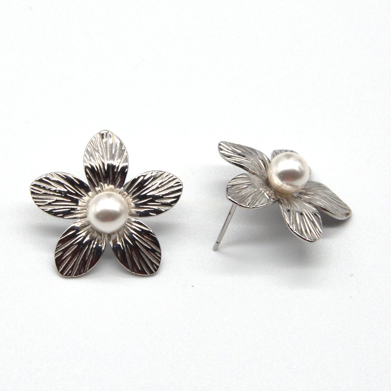 Naisten häät helmikorvakorut naisten kukka ruostumaton teräs korvakorut parhaat lahjat Kiina Ruifanbao korutehdas