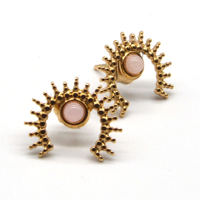 Kullatut akaattikorvakorut, ruostumattomasta teräksestä valmistetut kultaiset naisten korvakorut Kiina Ruifanbao -korujen jalostustehdas