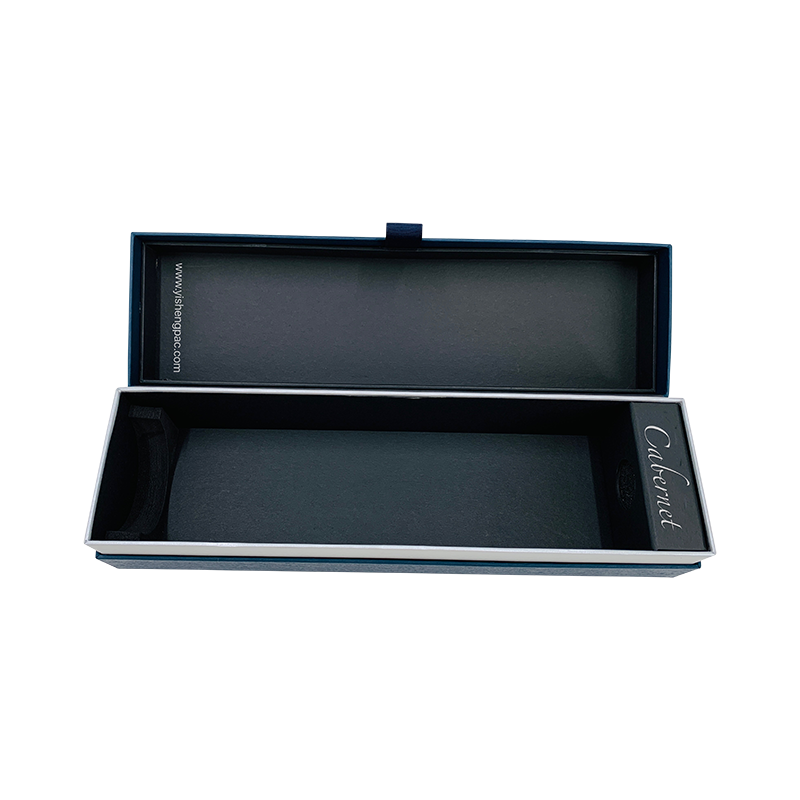 Tummansininen viini lahjapakkaus samppanjalahjapaketti ylellinen ja tyylikäs