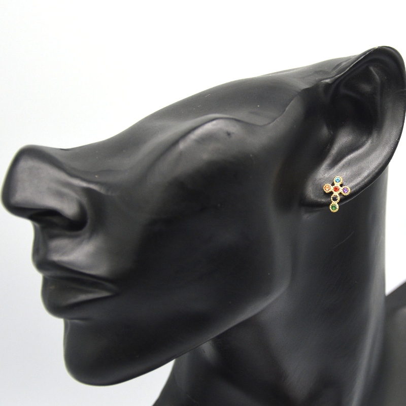 Naisten ristikuutioinen zirkoniumoksidi mini pavé ristikorvakorut Kiina Ruifanbao korujen jalostustehdas