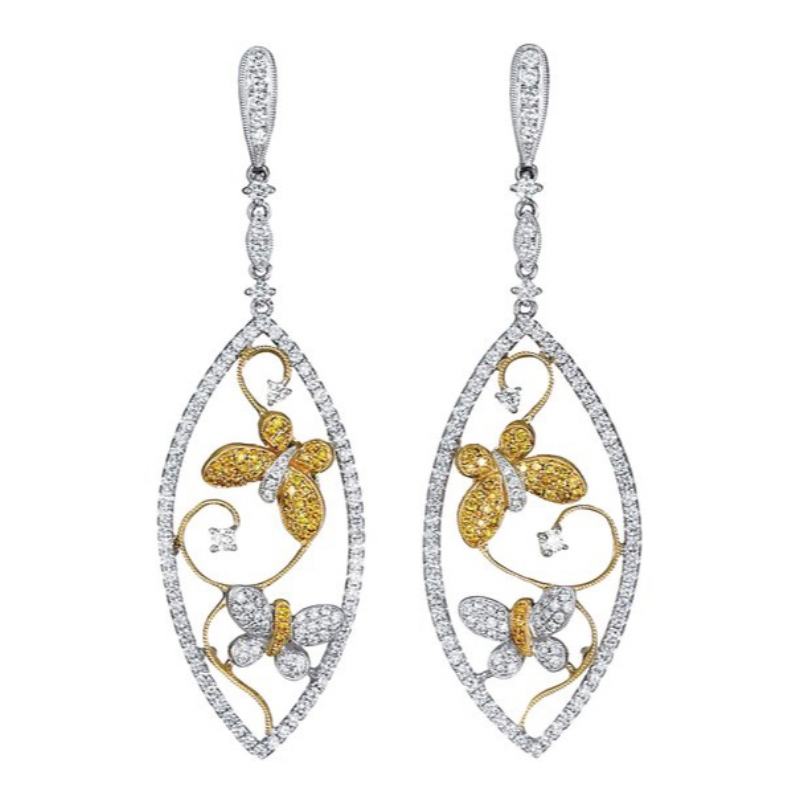 Womens leaf frame unictive perhosen riipus korvakorut perhosen siivet timanttikoriste muotihyönteinen riipus korvakorut kesän hääpäivän lahjoja Kiina Ruifanbao korujen käsittely tehdas