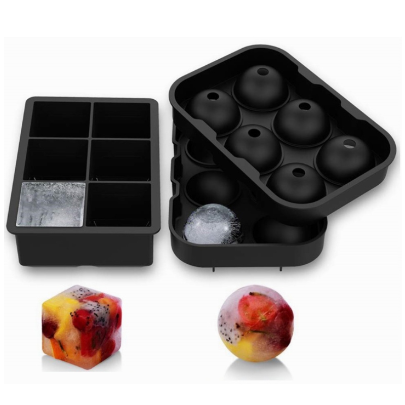 Silikonijäälaatikkosarja 6, jossa 6 jäähilettä, 2 kappaletta viskin jääpalamuottia