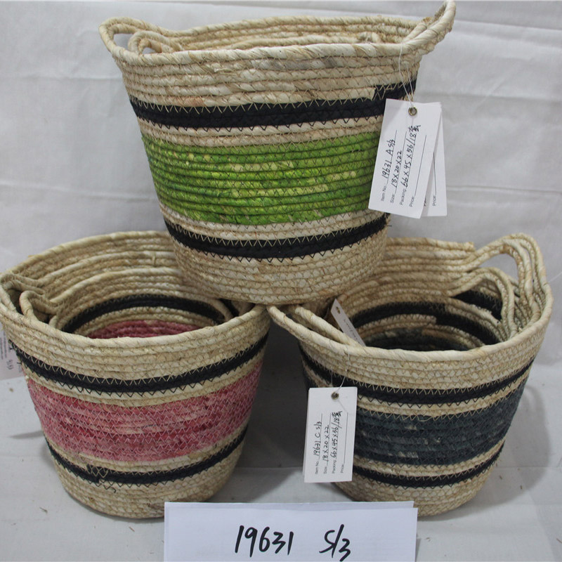 Dirty Dirty Pyyndry Planter Basket Storage Seaweed Box Simple Decoration Foldable Container Straw Hand made Bamboo Organizer