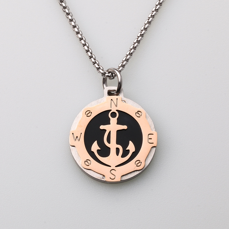 Italialaistyyliset ruostumattomasta teräksestä valmistetut korut peräsin tuuliankkuri riipus miesten kaulakoru Kiinassa