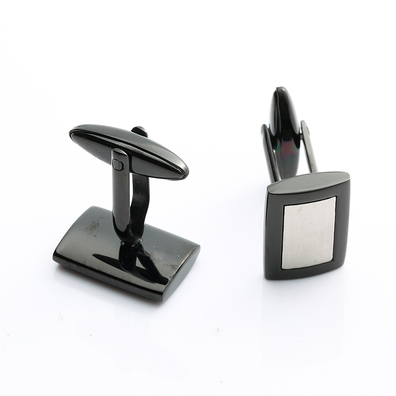 Kaksisävyinen musta päällystetty ruostumaton teräs kalvosinnapit Kiina korutoimittaja miehet kalvosinnapit