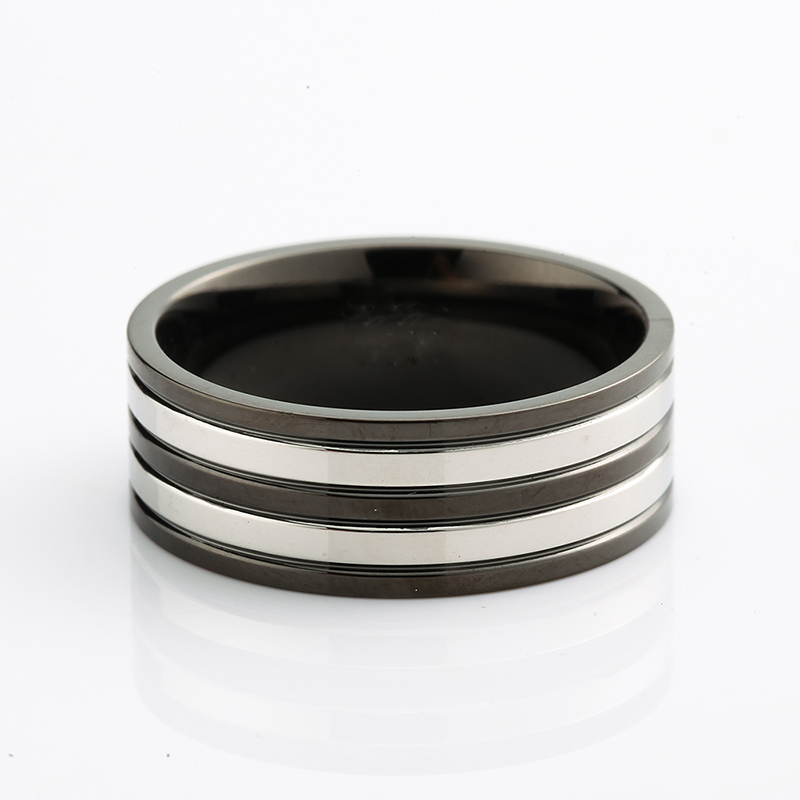 Miesten\\\\\\\ n Stainless Steel Ring Two Tone Black Plating Ring Elegant China Jewellery Manufacturer