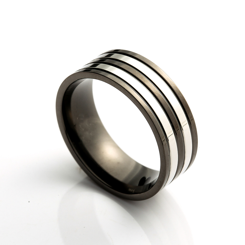 Miesten\\\\\\\ n Stainless Steel Ring Two Tone Black Plating Ring Elegant China Jewellery Manufacturer