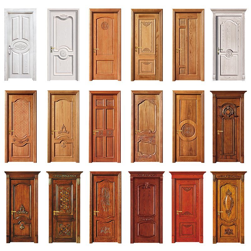 Mukautettu suunnittelu Pakistanissa Ovessa viimeistelemättömät kiinteät puunsisäiset ovet Uudet asetukset Mdf Pcv Engraved Wood Doors Single Wood White Color Glass Door Chinese Factory Inter Cheap Bedroom Skin for Over Wood