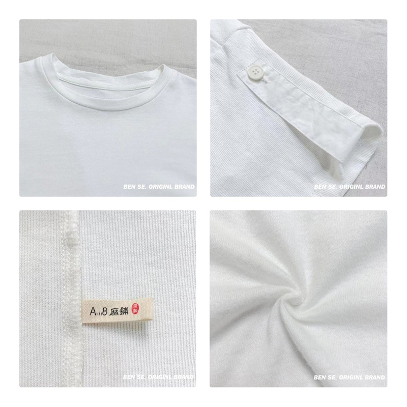Rentoutunut muotoilu Minimalist Round Collar tyyli Sekoitettu hiha tyylinen Satunnainen Kiinteä väri puuvilla ja liina liioiteltu mukautettu 12656 T-paita