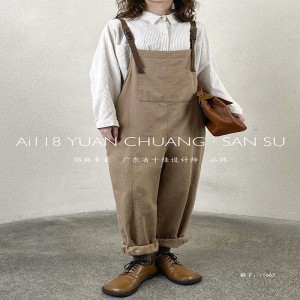 Löysä naisten\\\\ s Pants, jotka on räätälöity sopivaksi mihin tahansa tilanteeseen, kaikkein mukavin rento rento tyylinen puuvillaliina tilaus 11662 Tyylikäs ja Loose Suspendor Pants;