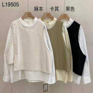 Rentoutunut muotoilu Minimalistinen tyylinen tavallisen tavallisen tavallisen tavallisen tasaisen värin strippaus Tarkastettu ylisuuri tilaustyönä tehty 19505 Pyöreä kaulus Paita + Vyötakki