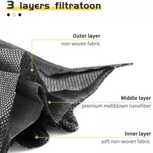 3ply kertakäyttöinen musta naamio