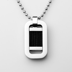 Tukku ruostumattomasta teräksestä valmistettu kaksisävyinen musta teräslangasta riippuva kaulakoru