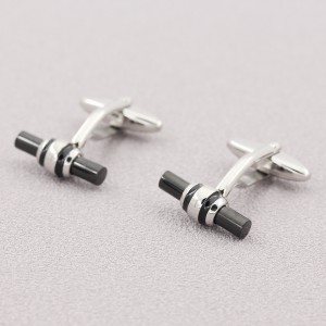 Ruostumattomasta teräksestä valmistetut miesten kaksisävyiset mustat kalvosinnapit lahjaksi