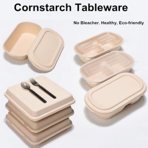 Bioegradable Food Packaging Corntärkkelys Packing Lounais Box Compstable Microwaveble Clamshell Take Food Containers