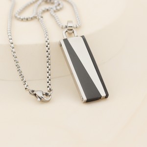 Mens Womens Jewellery Stainless Steel Pendant Two-tone Black Plated Necklace Chain