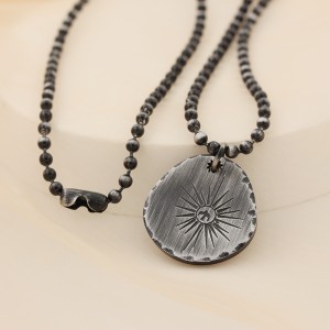 Antiikki musta kaulakoru loistava tähti riipus ruostumatonta terästä pyöreä kaulakoru