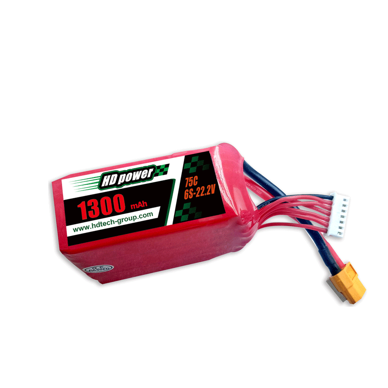 HD POWER 1300mAh 75C 6S 22.2V FPV- lipoaakku