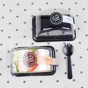 Kertakäyttöiset elintarvikelaatuiset myrkyttömät läpipainopakkaukset kaareva kirkas takeaway kakkulaatikon pakkauslaatikko jälkiruokapakkaus