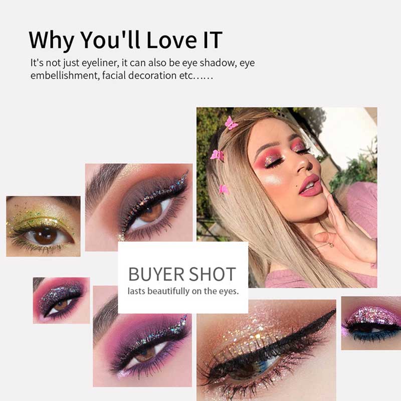 Värikäs kirkas flash-nestemäinen kosmetiikka pitkäikäinen glitter eyeliner
