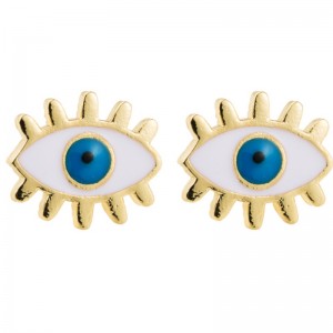 Eurooppalainen ja amerikkalainen rajat ylittävä muotinainen kupari tippuu yksinkertaisia ​​korvakoruja paholainen silmän korvakorut ins ja japanilainen korealainen versio korvakorusta