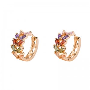 Eurooppalainen ja amerikkalainen muoti persoonallisuus lehtien messinki mikro-inlaid zircon korvakorutnaispuolinen korean temperamentti korvakorut metalli kylmä tuuli korvakorut