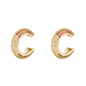 INS European ja Amerikkalaiset korvakorut Kultapäällystetty messinki, väri zirkoni korvakorut hip-hop miehet janaiset ilman lävistää korvan leikkeitä