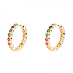 INS European ja American Niche korvakorut, kupari mikro-inlaid Zircon korvakorut, vihreä väri Galvanointi Väri Zirkonium suuret korvakorut,net punaiset korvakorut