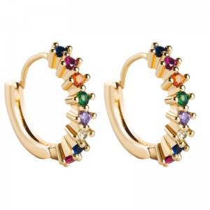 Korvakorut Eurooppalaiset ja amerikkalaiset rajat ylittävät lähteet Osallinen värikäs Zirkoni Geometriset pyöreät korvakorut Hip Hop Copper kullatut korut