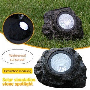 Outdoor LED Rocky Lamp 4 LED Solar Landscape Stone Gardennurmikkovalo