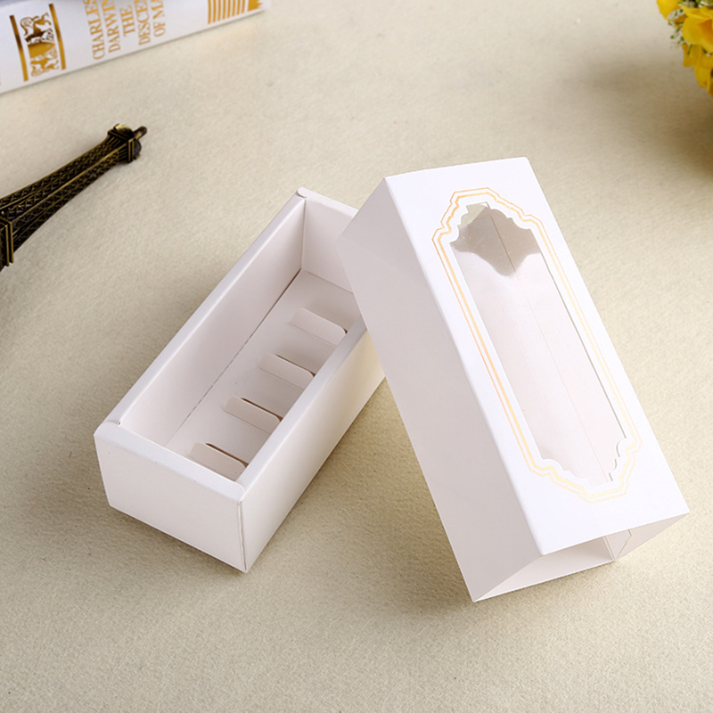 Kierrä laatikkotyyppinen säilytyslaatikko Ruoka laatikko Valkoinen Macaron Paper Box