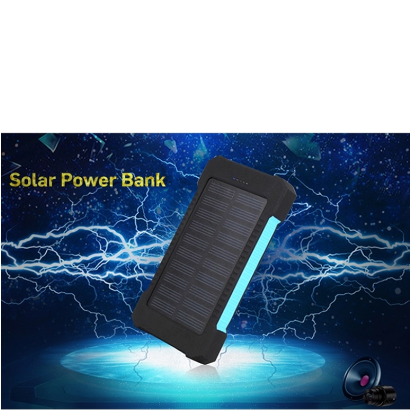 Solar Power Bank Dual USB Power Bank 20000MAH vedenpitävä akkulaturi Ulkoinen kannettava aurinkopaneeli, jossa LED-valo