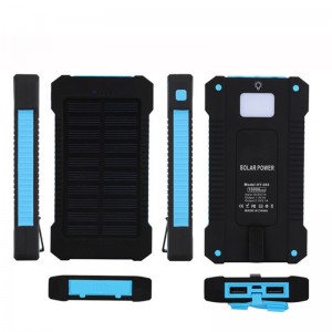 Solar Power Bank Dual USB Power Bank 20000MAH vedenpitävä akkulaturi Ulkoinen kannettava aurinkopaneeli, jossa LED-valo