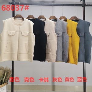 Muodikas trendi rento monipuolinenneulo väärä tasku liivi 68037#